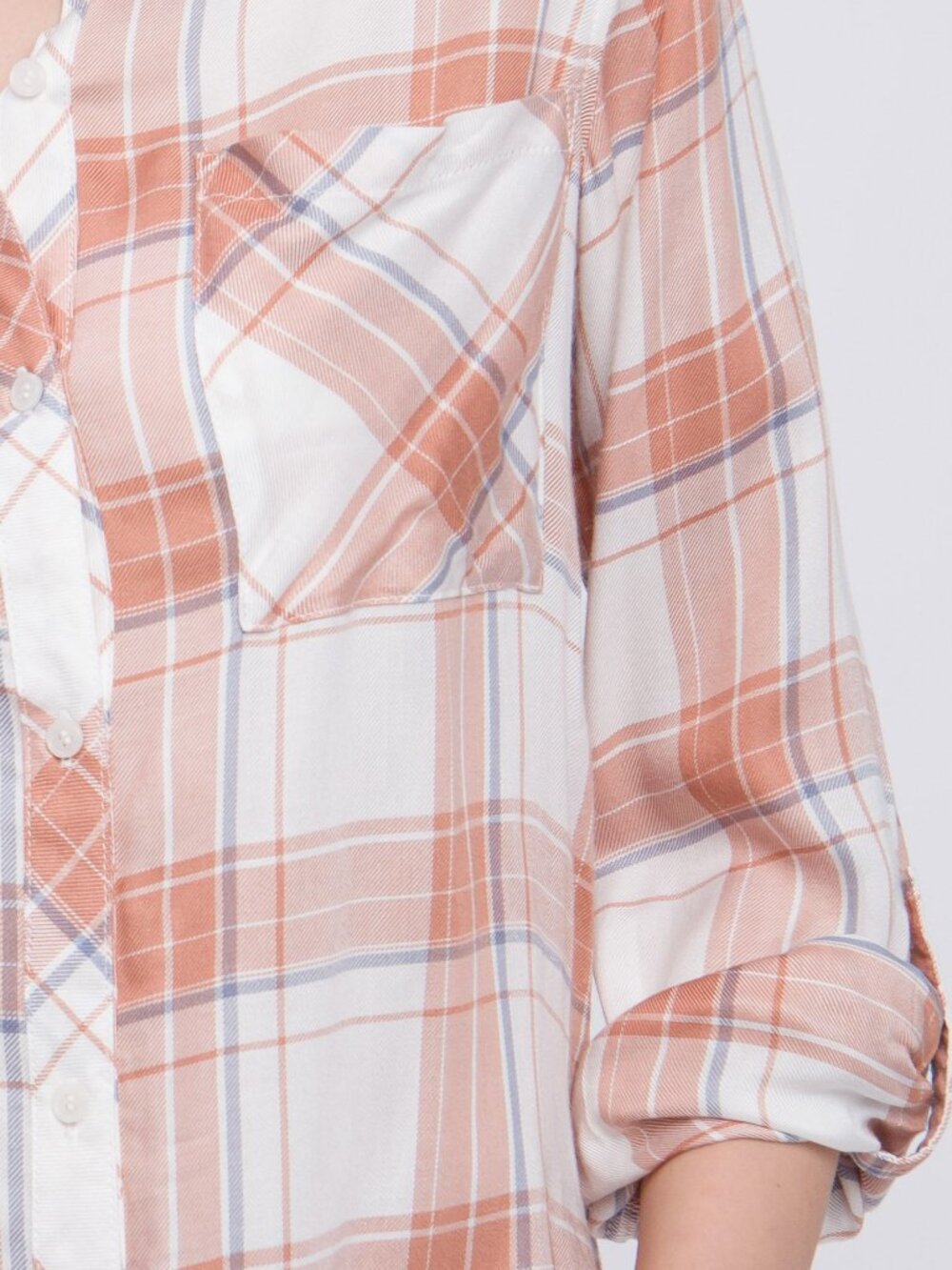Lightweight Plaid Button-up - Terracotta - Picture 11 of 12